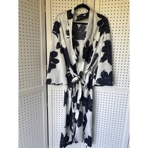 Hers & Mine Women's Floral Moments Kimono Robe - Navy/Combo Size Medium